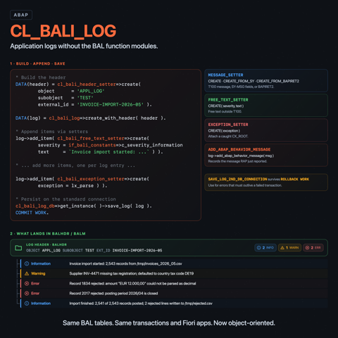 CL_BALI_LOG: Application Logs Without the BAL Function Modules infographic